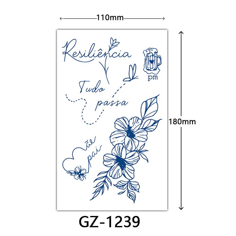 Herbal Tattoo Stickers, Juice Tattoo Stickers, Semi-Permanent English Letter Tattoo Stickers Tattoo