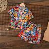 Kids 2-Piece Set 1-15Y Unisex Summer Casual Printed Viscose Cardigan+Shorts