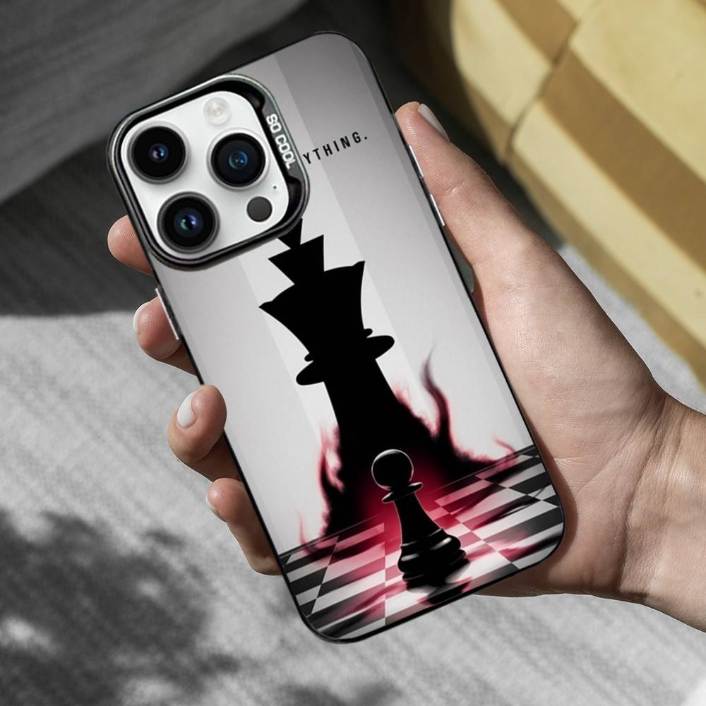 

Chess Board Art Pieces Phone Case For iPhone 16,15,14,13,12,11,Mini,Pro,MAX Black Matte Shockproof Cover iPhone11PRO
