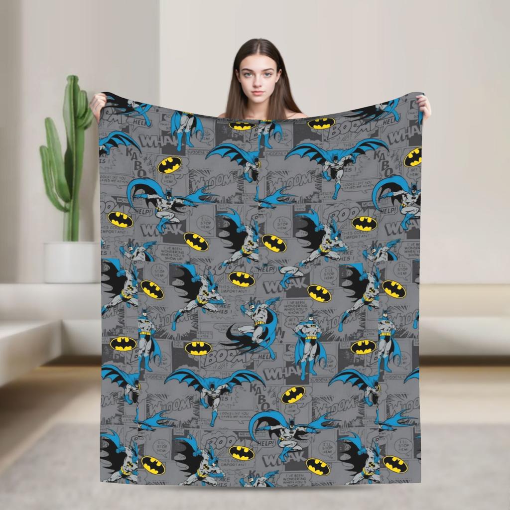 Batmans Graffiti Knitted Blankets Flannel Super Warm Throw Blanket for Bedroom Sofa Bed Rug