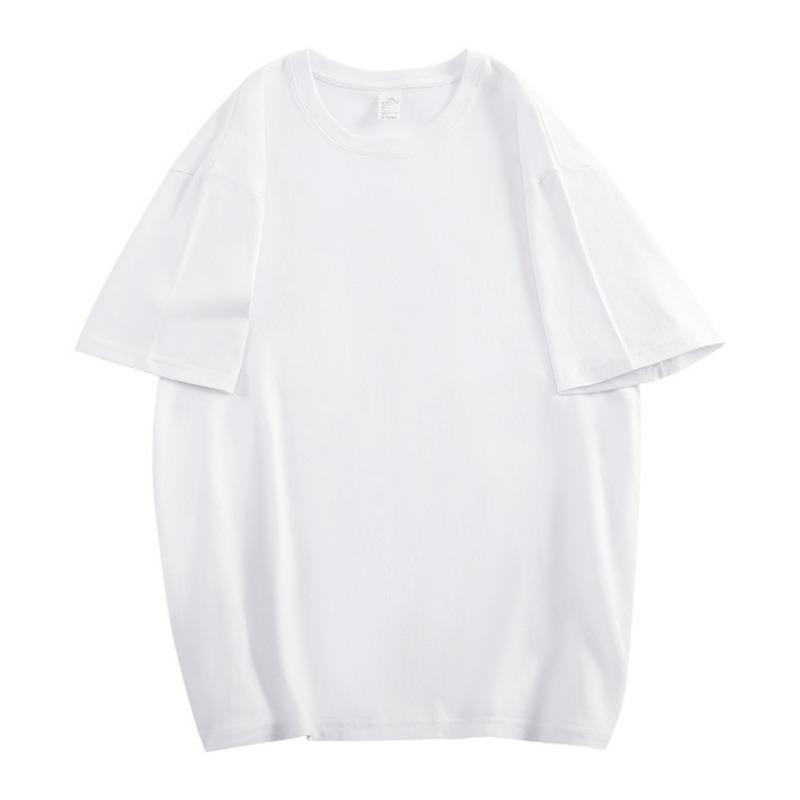 Solid-color Pure Cotton Off-the-shoulder Loose Short-sleeved T-shirt