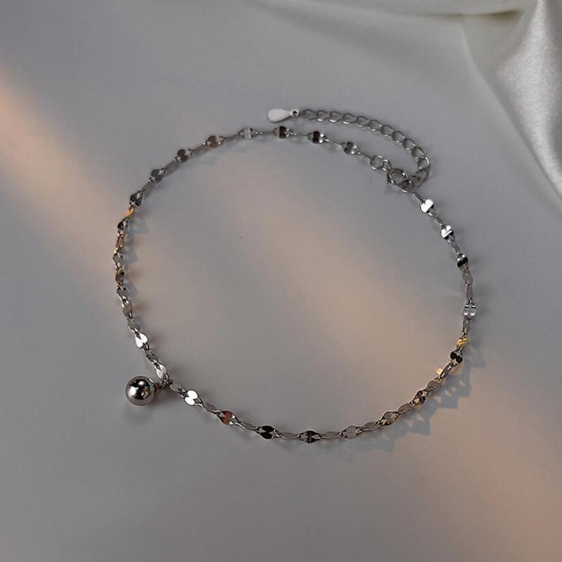 Minimalistisches silberfarbenes Fußkettchen am Bein Mode Perlen Mädchen Fußkettchen Barfuß für Frauen Beinkette Strand Fußschmuck