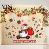 Winter Home Decor Cute Snowman Scooter Christmas Static Window Cling, Cartoon Merry Glass Reusable Holiday Ornaments Decal, Waterproof Sticker