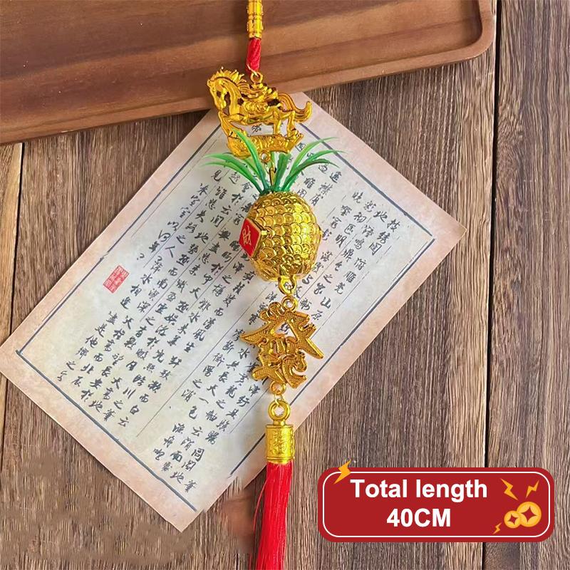 2026 Year Of The Horse Wall Hanging Car Ornament Chinese  Year Red Gold Pineapple Pendant Lucky Decoration Housewarming Gifts