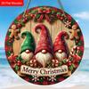 Christmas Wooden Sign with Gnomes Pattern - Navidad Wooden Sign for Christmas Tree, Front Door Decor - Ideal Christmas Decoration