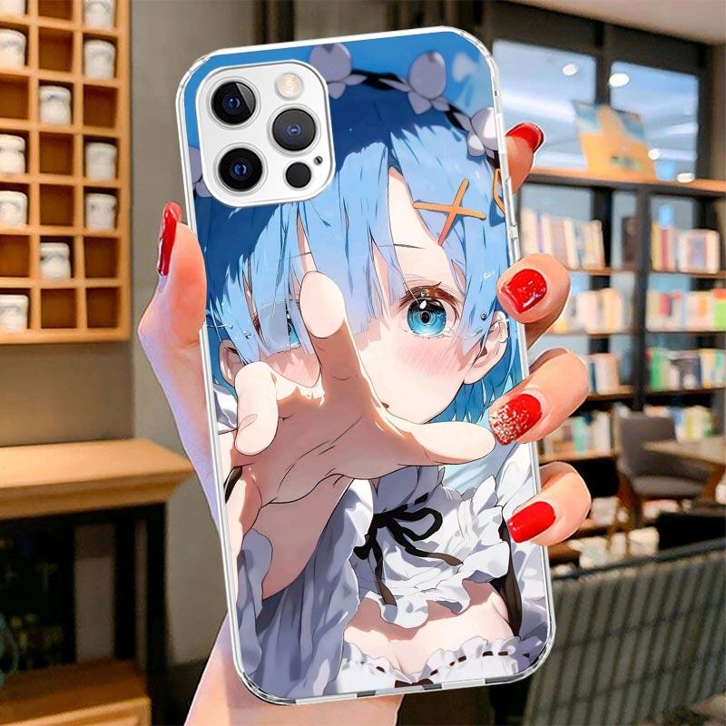 R-Rem Re Zero Anime Cover Phone Case For iPhone 16 17 Air 15 14 Pro Max 16E Phone Case 13 Mini 12 11 7 SE 8 Print Pattern Fit Ca