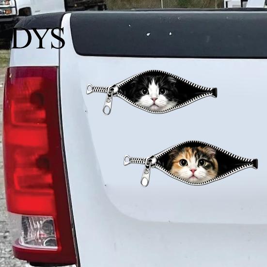 High-definition Car Decal Stickers Zipper Cat Shape Adhesive Waterproof Scratch Cover Paint Protection Sticker Durable Decals for Cars Electric