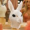 Maschera Leggera per Performance di Festa Testa di Coniglio Adulti Coniglio Realistico Cappuccio in Lattice Flessibile Bambini Adulti Costume Animale di Halloween Carnevale