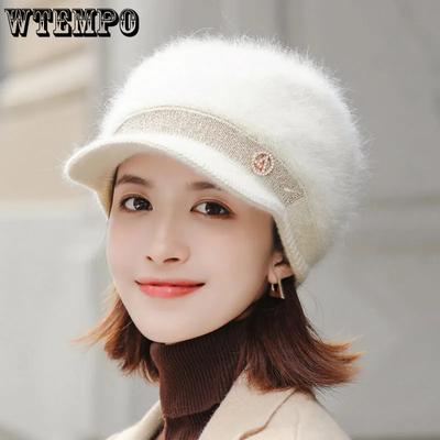 Retro Elegant Casual Versatile Stretchy Hats Women's Autumn Winter Warm Thick Soft Solid Color Windproof Cold-proof Hats