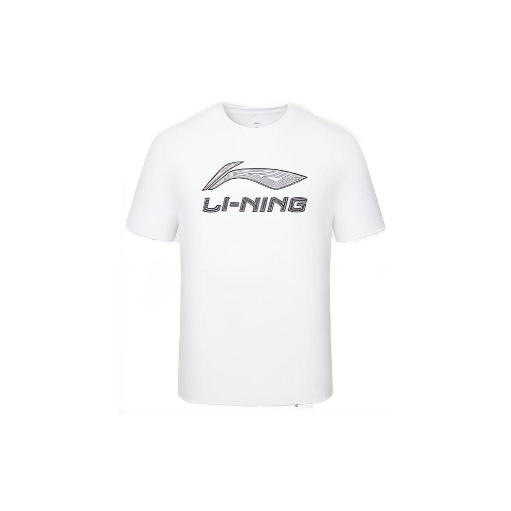 Li Ning Letter Logo Printed Quick-Dry Short Sleeve T-Shirt Unisex Tops White YTST049-1