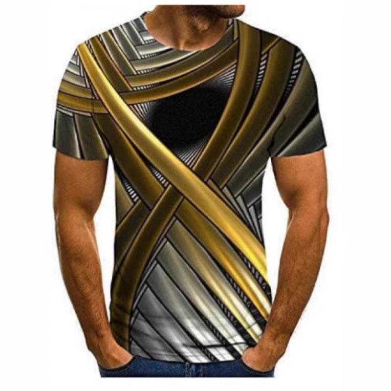

Мужская летняя футболка с коротким рукавом, технология, металлический узор, 3D цифровая печать, пуловер, футболка с коротким рукавом, трендовая футболка 6XL