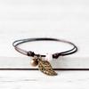 Ceramic Beaded Bracelet Bangle Rope Chain Vintage Leaf Pendant Couple Jewelry