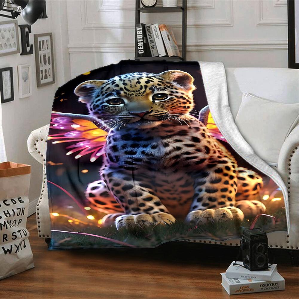 1PC Leopard Print Wings Blanket, Throw For Sofa, Bed, Travel, Camping, Livingroom, And Bed, Printing Blanket With Soft And Warm Fabric Yy250918193