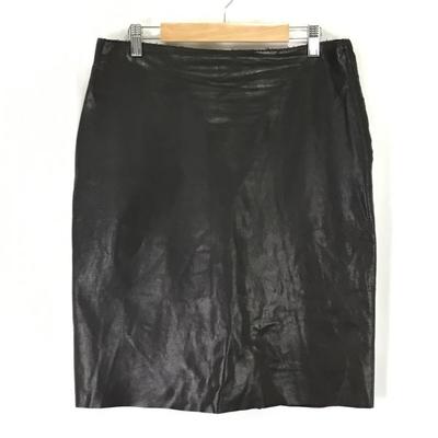 TRUSSARDI Lamb Leather Skirt Italy W80cm L-XL Brown Genuine Leather(USED)