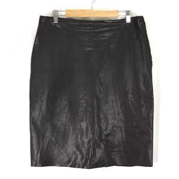 TRUSSARDI Lamb Leather Skirt Italy W80cm L-XL Brown Genuine Leather(USED)