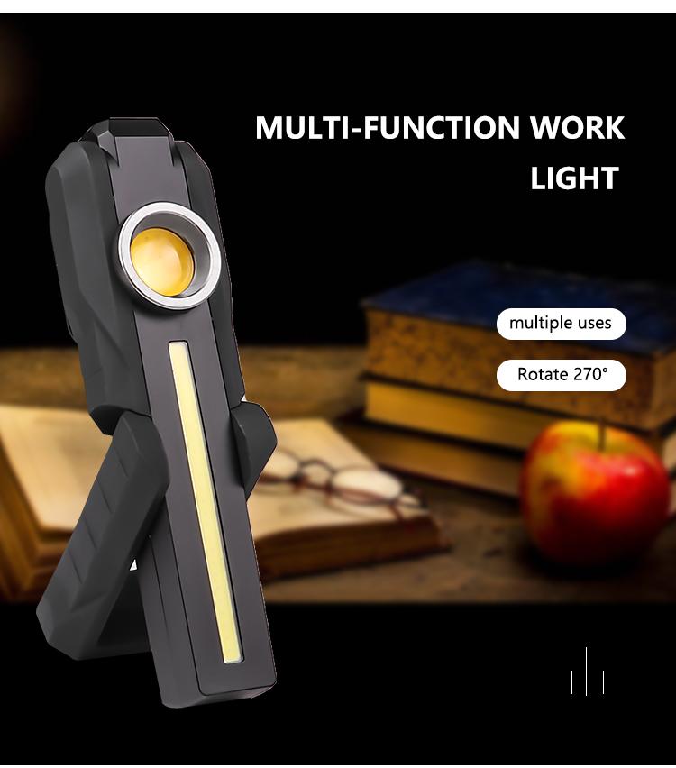 Rechargeable LED+COB Work Light Portable Magnetic Folding USB Charging Handheld Flashlight