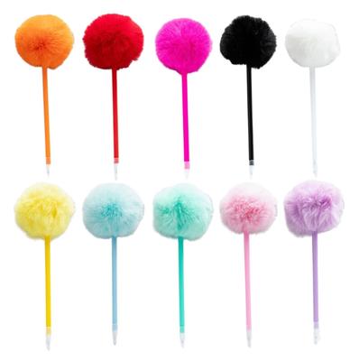 5 Pezzi Penna a Sfera Pom Pom Peloso Materiale Scolastico da Ufficio 1.0mm Scrittura Fluida per Ragazzo Ragazza Studente Adulto Scrittura Diario