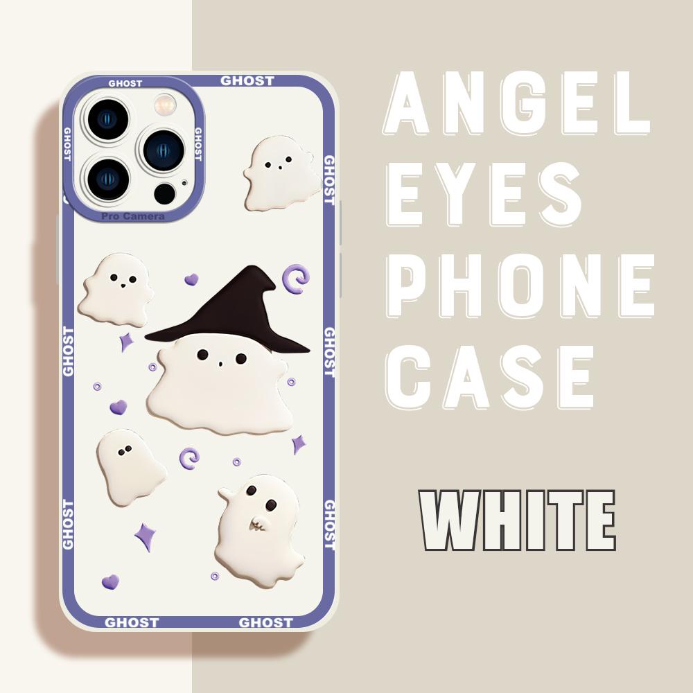 For iPhone 16 15 14 Pro Max Redmi Note 13 12 Pro Samsung S25 S24 Ultra A13 A14 A15 A16 Funny Ghost Design Soft Full Lens Camera Protect Case