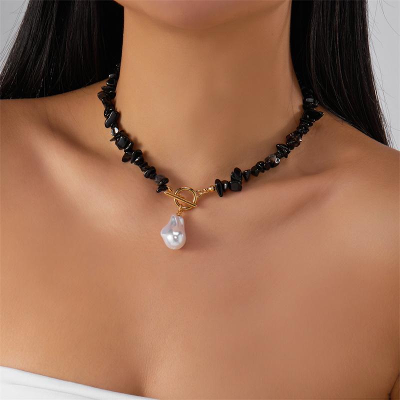 Collier pendentif Bohème Perles Irrégulières Pierre Imite Perle Quartz Rose Améthyste Collier de Perles Fait Main Cadeau de Fête