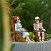 Halloween Decorations Resin Skeleton Couple Statues Halloween Decor Spooky Sculpture Desktop Centerpiece for Holiday Festival
