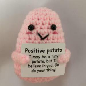 

Funny Crochet Positive Inspirational Emotional Support Cat Doll Home Room Decoration Handmade Knitted Cat Desktop Ornament Gift (As shown-29728)-