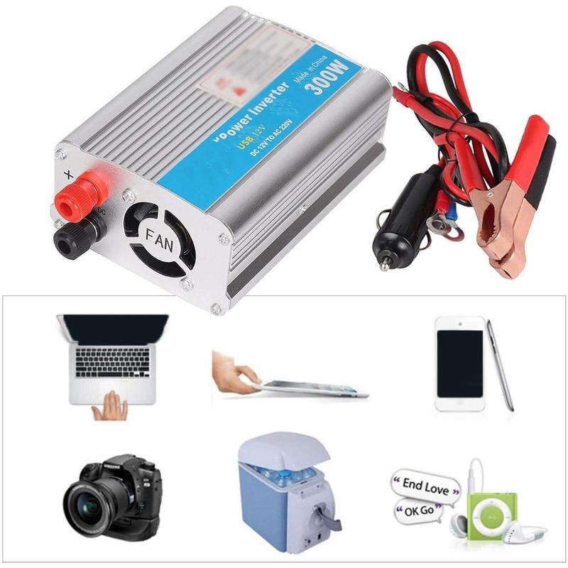 Aluminum Alloy 300W Car Converter Power Inverter 12v To 220v for Use In Cars Trucks RVs and Boats with a 12V DC Power Supply
