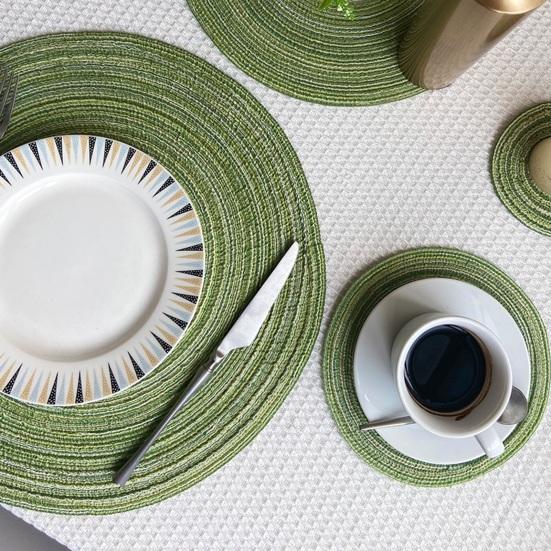 Round Woven Placemats for Table Nordic Faux Cotton Linen Yarn
