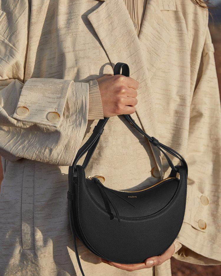 Paris Niche Design Genuine Leather Crescent Saddle Bag - Fashionable Shoulder Messenger Bag