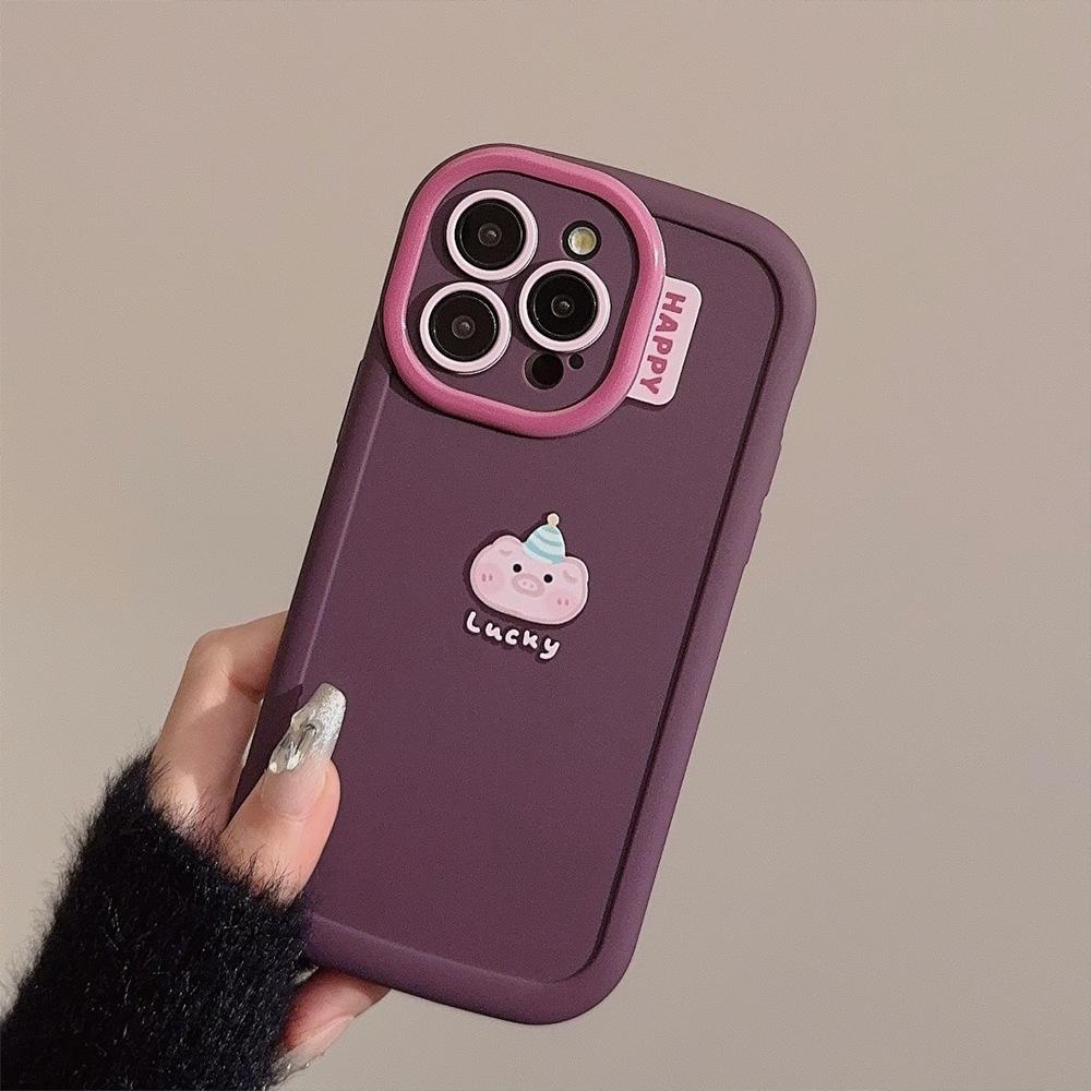 Cute Ins Pink Pig Apple 15 Mobile Phone Case Iphone16 Silicone 11 Suitable for 13pro Max Plush Rope XR