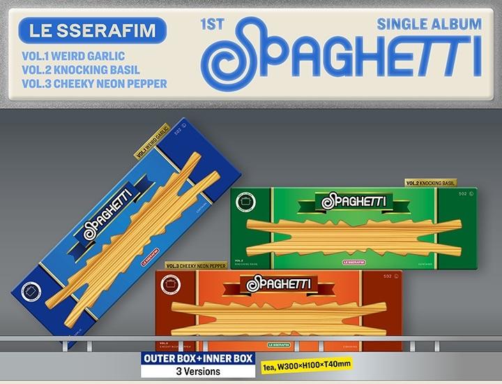 LE SSERAFIM 1st Single Album 'SPAGHETTI' (Complete Set) - Official K-POP Album Bundle
