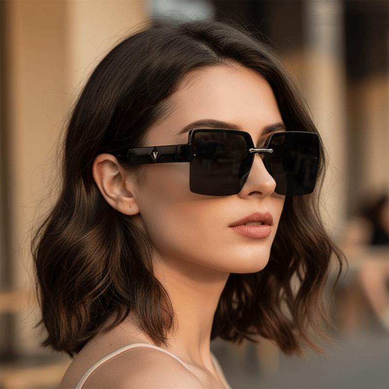 Luxury Semi Rimless Sunglasses For Women And Men Glamour V Brand Unisex Sun Glases Square Stylish Shades