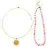 2PCS Stainless Steel Necklace Set Shell Bead Chain Necklace Sun Charm Necklace Fashion Jewelry for Daily and Party Wear