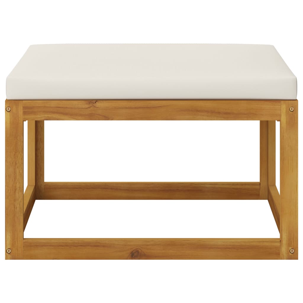 4 Piece Garden Lounge Set with Cream Cushions Solid Acacia Wood