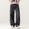 Trendy brand high-end black and gray jeans men's new vi high street American retro loose straight jeans