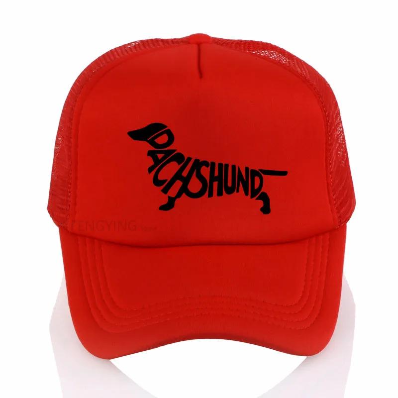 Simple Dachshund Dog Print Women Baseball Cap Cotton Casual Funny Cartoon Unisex Women Baseball Mesh Net Trucker Cap Dad Hat