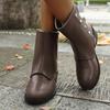 Fashion Large-Sized Women's Fashion Boots with Rivet Patchwork Square Heel Low-Top Autumn/Winter New Style