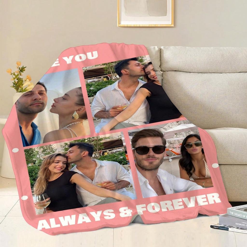 1PC Custom Personalized Blanket Personal Photo Flannel Bed Blanket Birthday Wedding Couple Valentine's Day Holiday Gift Blanket