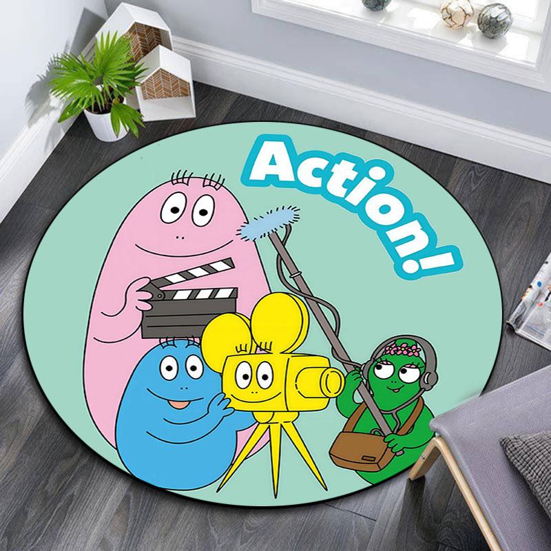 Barbapapa,Round Area Rug,Carpet Rug for Living Room Bedroom Sofa Playroom Decor,Non-slip Floor Mat