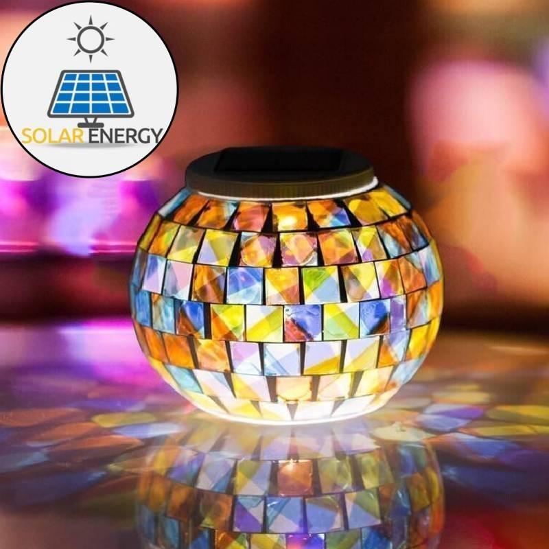 Changing Color Solar Glass Mosaic Sphere Led Garden Light Lanterns Gift Rainbow