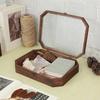 Flip Cover Wooden Storage Box Vintage Glass-Lid Box Minimalist Storage Cabinet  Perfume Storage
