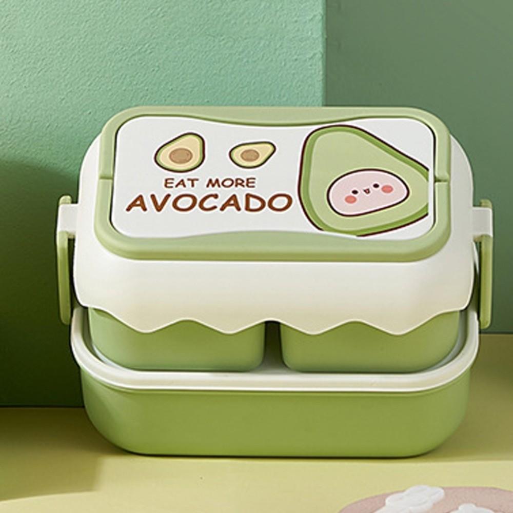 Drop-proof Plastic Lunch Box Double Layered Compartment Lunch Box Cartoon Lunch Box  Worker