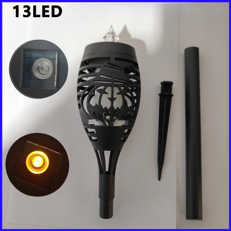 Solar Halloween Skull Lights Flickering Flame Torch Lights Waterproof LED Outdoor Decor for Patio Yard Path Landscape Lighting