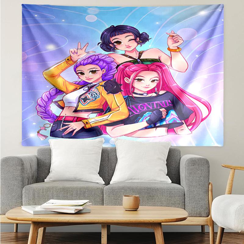 Kpop Hunter Tapestry for Bedroom Aesthetic Classroom Tapestries Wall Hanging for Living Room Dorm Office,Ideal Creative Gift