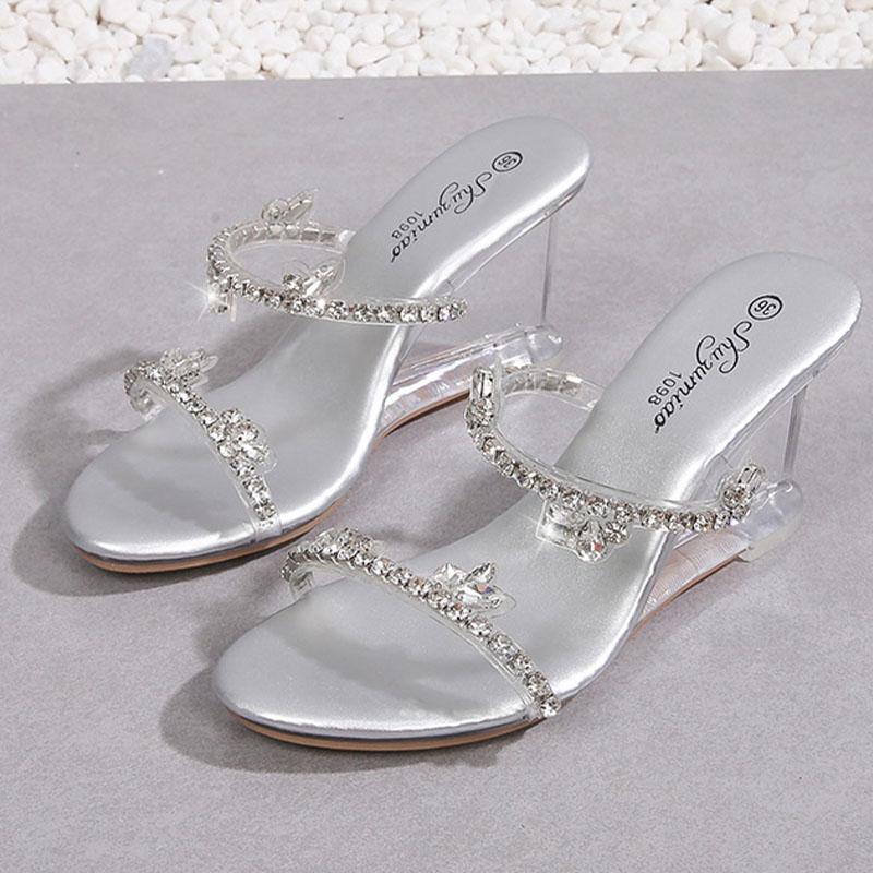 Toc cu pană Strasuri Club de noapte Tocuri înalte Pantofi simpli de damă Pantofi de dans podium Crystal Seria 1098 Toc 8 cm LFD