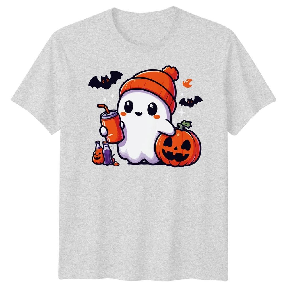 Halloween TShirt Ghost Pumpkin Iced Coffee Spooky Graphic Adults Kids Tee