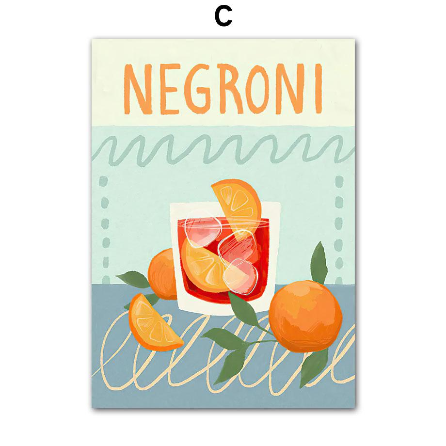 Koktejl Color Block Ručně malovaný Mojito Nástěnné umění Plátno Malba Plakáty a Tisky Severský Obývací pokoj Domácí Dekorace Nástěnná malba