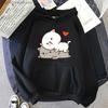 Peach Cat Print Hoodie Kawaii Cartoon Goma Mochi Sweatshirt Women's Clothing Femme Korean Style Streetwear Men Hoody