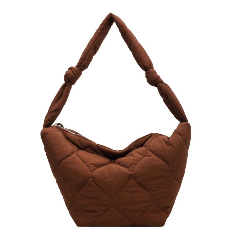 

Однотонная нейлоновая молния с нитками для шитья женская сумка-тоут высокого качества, универсальная женская сумка через плечо коричневый