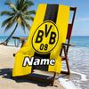 Custom Name Personalized Borussia Dortmund Print Beach Towel, for Trip Camping Beach Party Home Decor, Birthday Gift for Family & Friends