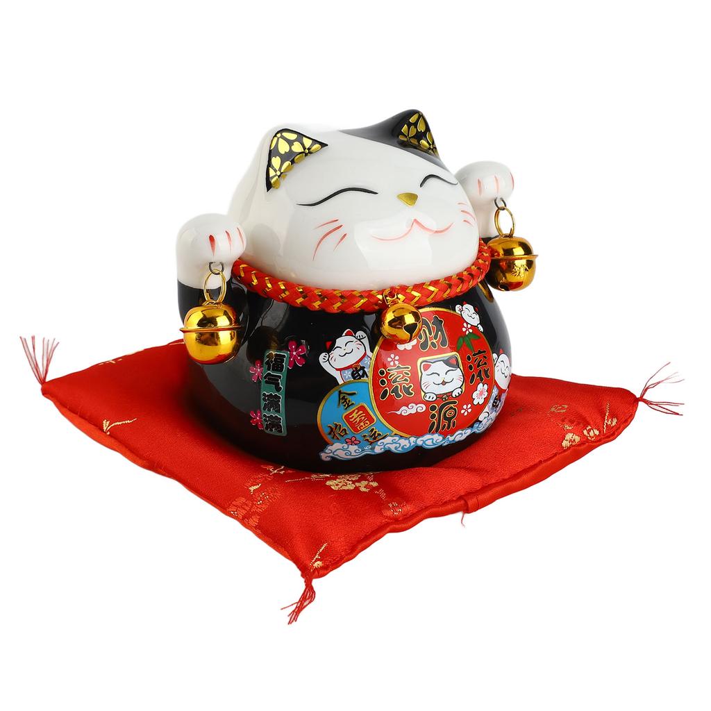 Lucky Cat Coin Bank 4.5in Exquisite Cute Bring Luck Good Ceramic Fortune Cat Saving Pot Desk Decoration